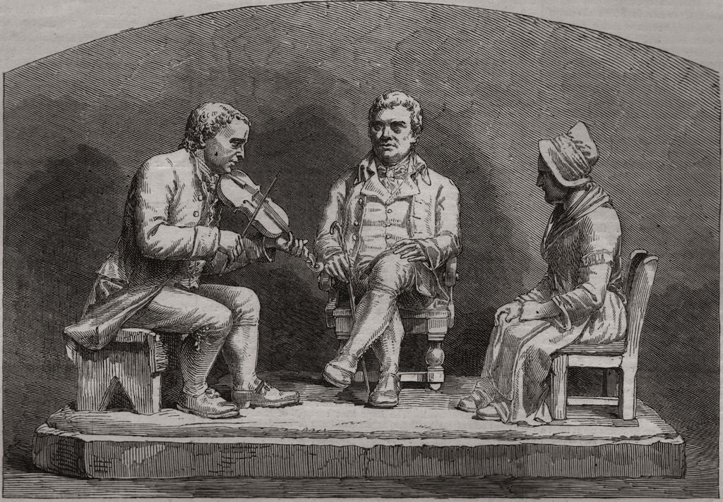 Burns' visit to Neil Gow in August 1787. Sculpture by Anderson, of Perth 1859